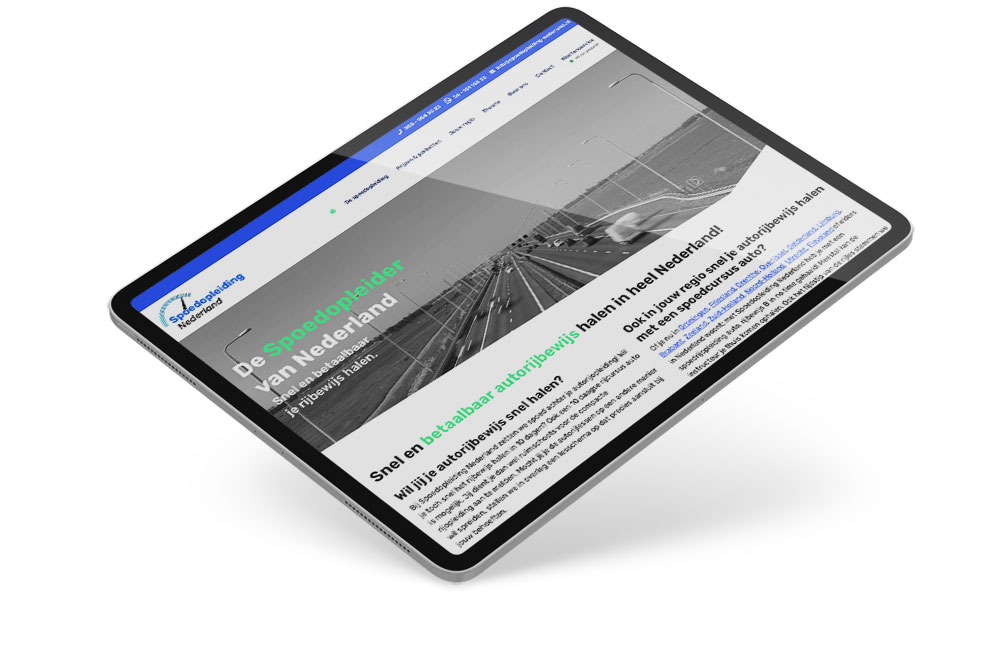 Spoedopleiding Nederland website gebouwd door Swerk, webdesign amsterdam